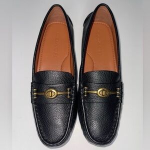 Coach Black Leather Loafers with Gold Accents